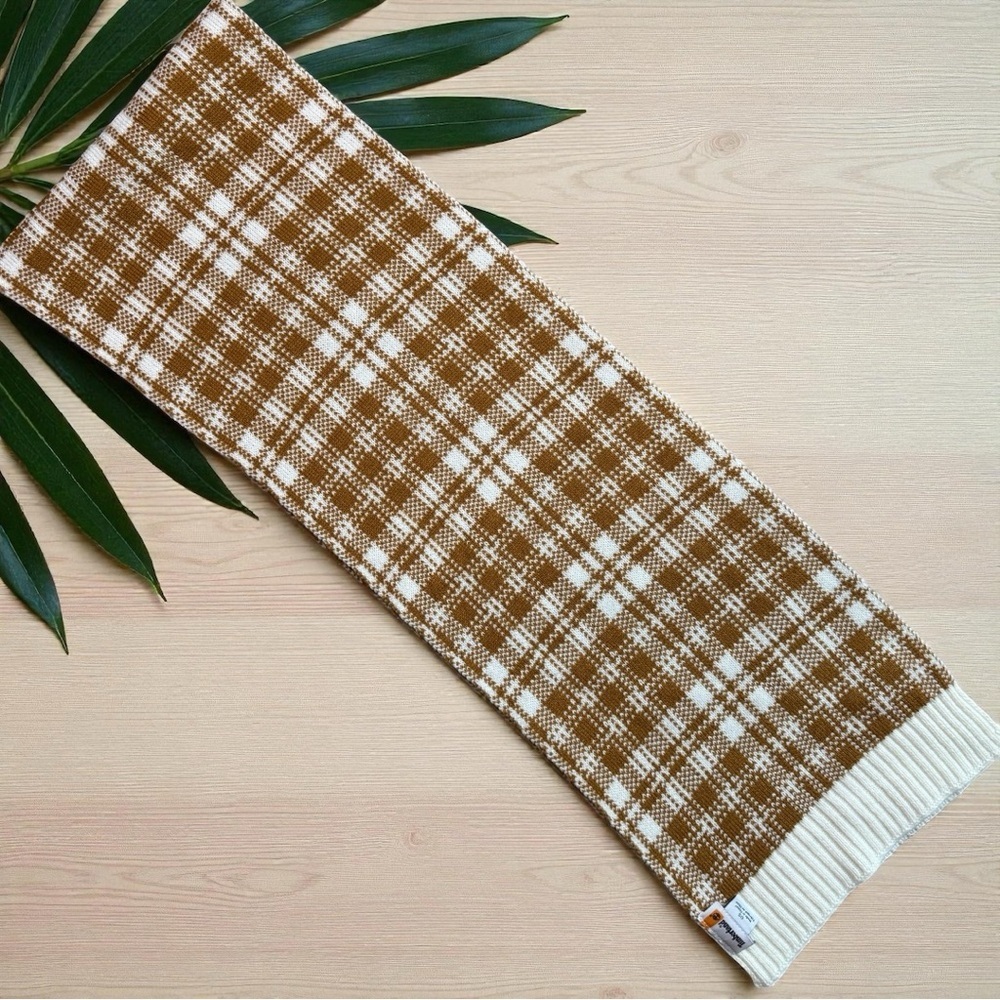 Timberland Plaid Knit Scarf – Tan Caramel & Cream – OS - Picture 4 of 10